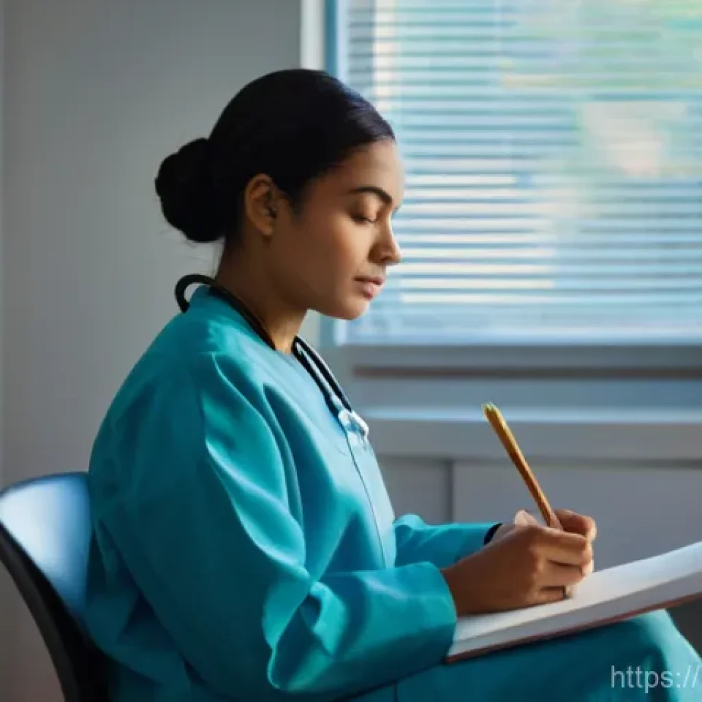의료 실무 경험담 블로그 사례 - **Prompt:** A compassionate young female doctor, in her late 20s or early 30s, dressed in a clean, p...