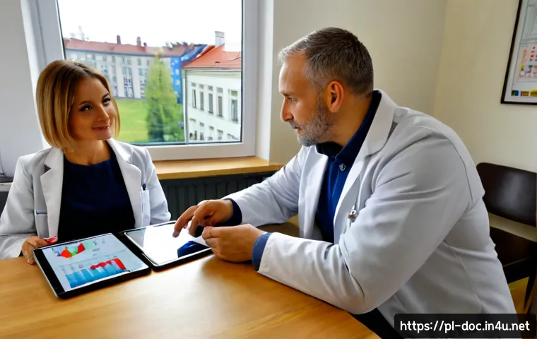 Home 17 의료 마케팅과 의사의 역할 - Photorealistic modern medical consultation in a welcoming Polish private clinic, a trustworthy middl...